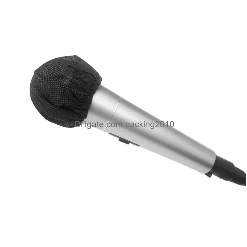 Turntables 200 Pcs Black Disposable Microphone Covers Karaoke Antisplash Mic Dustproof Accessories Singing Rehearsal Recording Studios