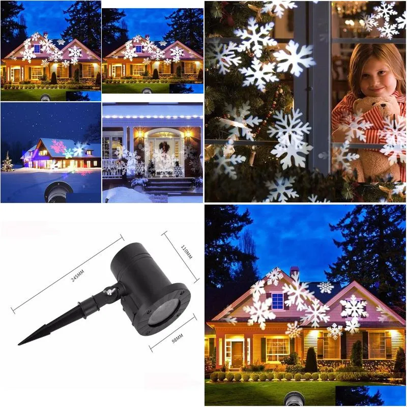 Effects Outdoor Christmas Moving Snow Laser Projector Stage Spotlight Snowflake Landscape Garden Lawn Light DJ Disco7417934