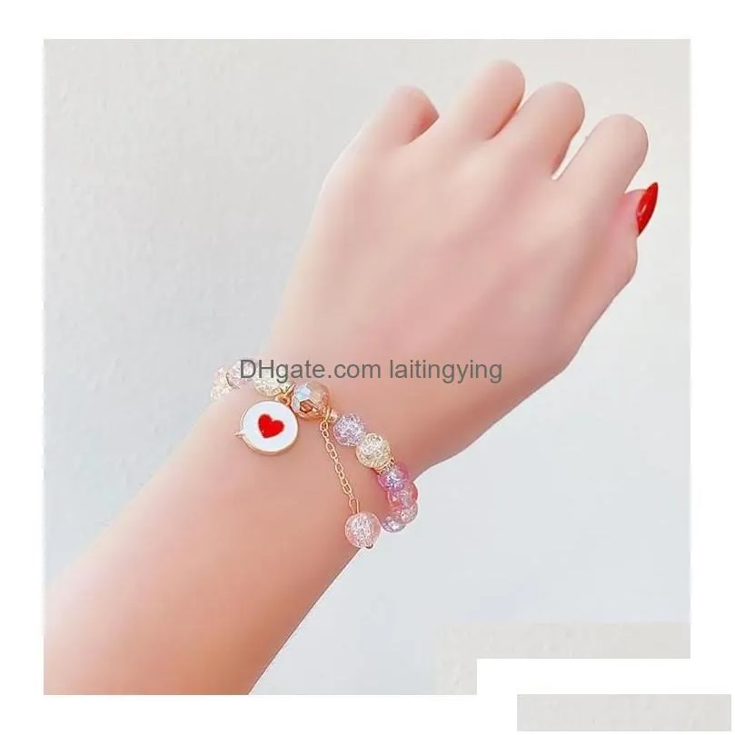 jewelry beads bracelets kids jewelry girls friendship pendants charm glass crystal beaded stretch wristband anklets birthday bag fille