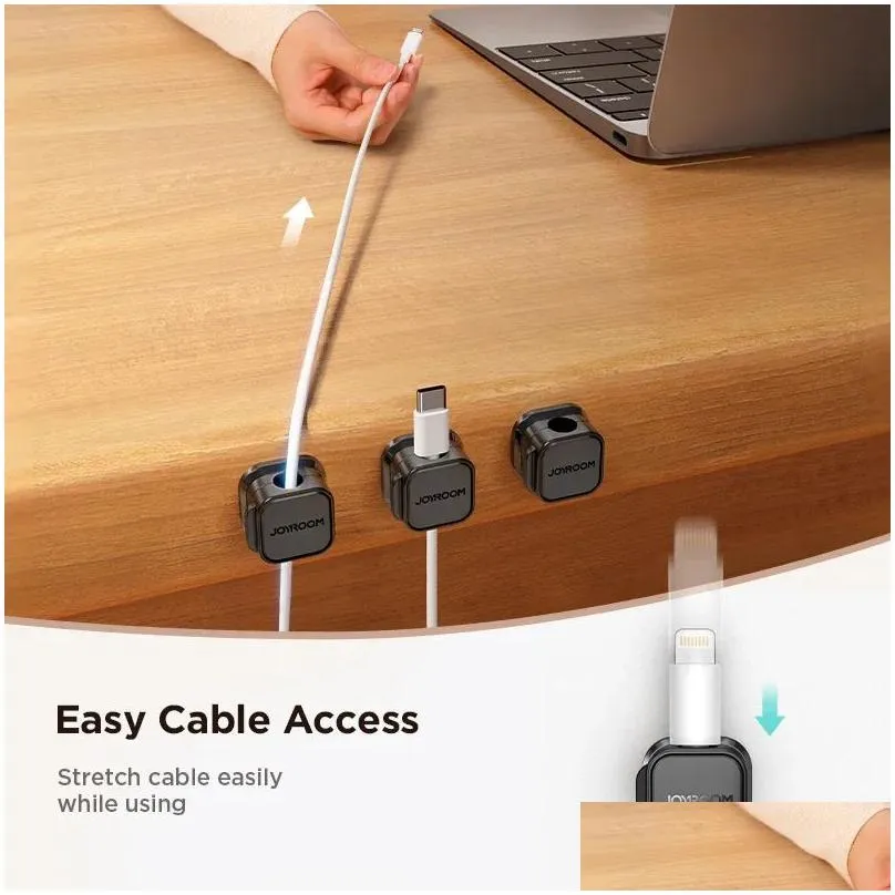 Other Building Supplies Magnetic Organizer Clips Adjustable Earphone Usb Winder Cord Holder Under Desk Wire Management Drop Delivery Otuy7