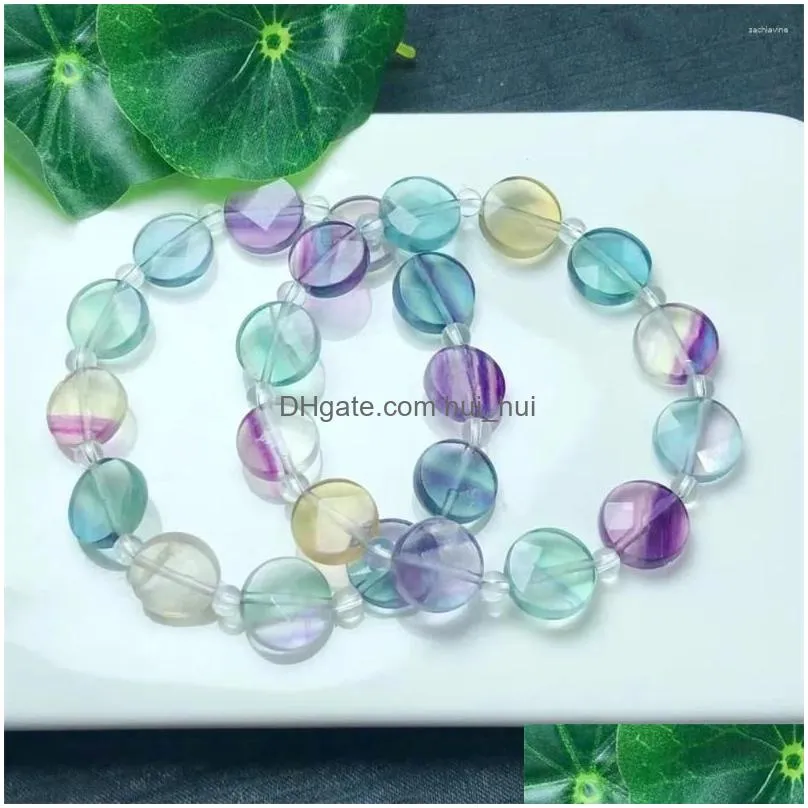 link bracelets natural fluorite circle bracelet fashion crystal quartz gemstone jewelry reiki healing gift for women 1pcs