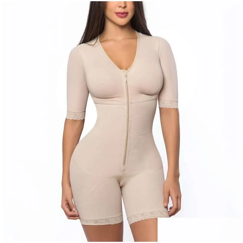 women`s shapers women post liposuction shaper postpartum recovery shapewear flatten abdomen fajas colombianas zipper bodysuit