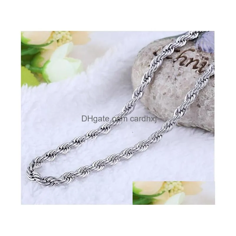 925 Sterling Silver Necklace Chains 2MM 16-30 inch Pretty Cute Fashion Charm Rope Chain Necklace Jewelry Factory Wholesale