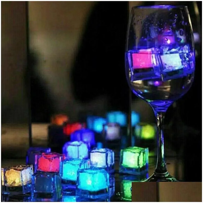 LED Ice Cubes Glowing Night Lights Party Rose Diamond Heart Shape Flash Light Luminous Neon Wedding Festival Christmas Bar Wine Glass