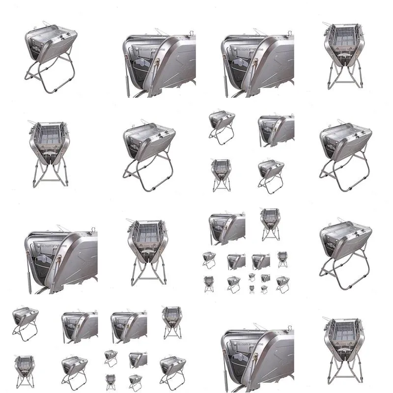 Outdoor BBQ Grill Portable Barbecue Suitcase Grill Stainless Steel Folding1
