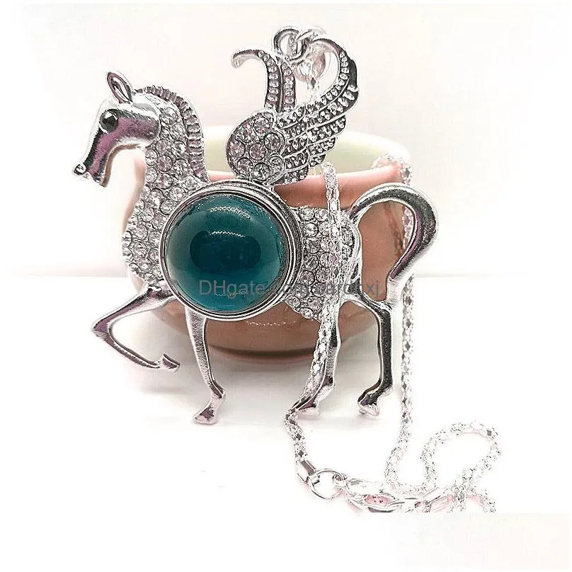 rhinestone crystal horse mood necklace pendant hollow sweater chain female creative gift