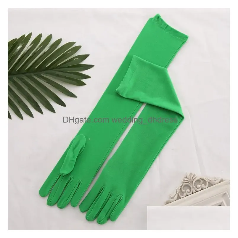 bridal gloves satin pink glove long bridal gloves length women dance party wedding gloves finger guantes