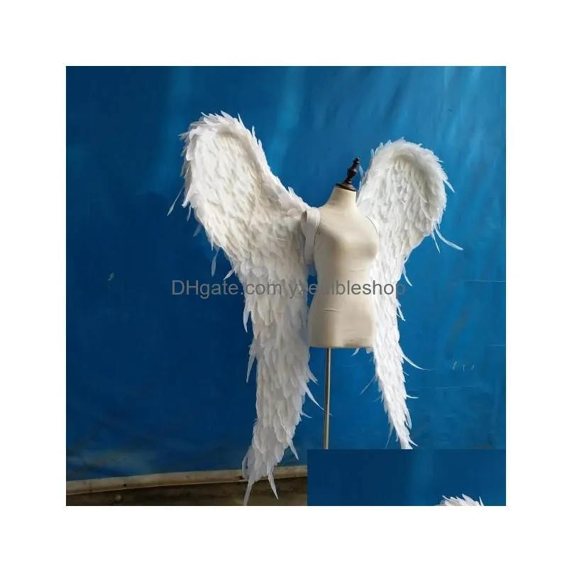 costumed adults unique white angel wings display party wedding grand event diy decorations props variable modeling ems 