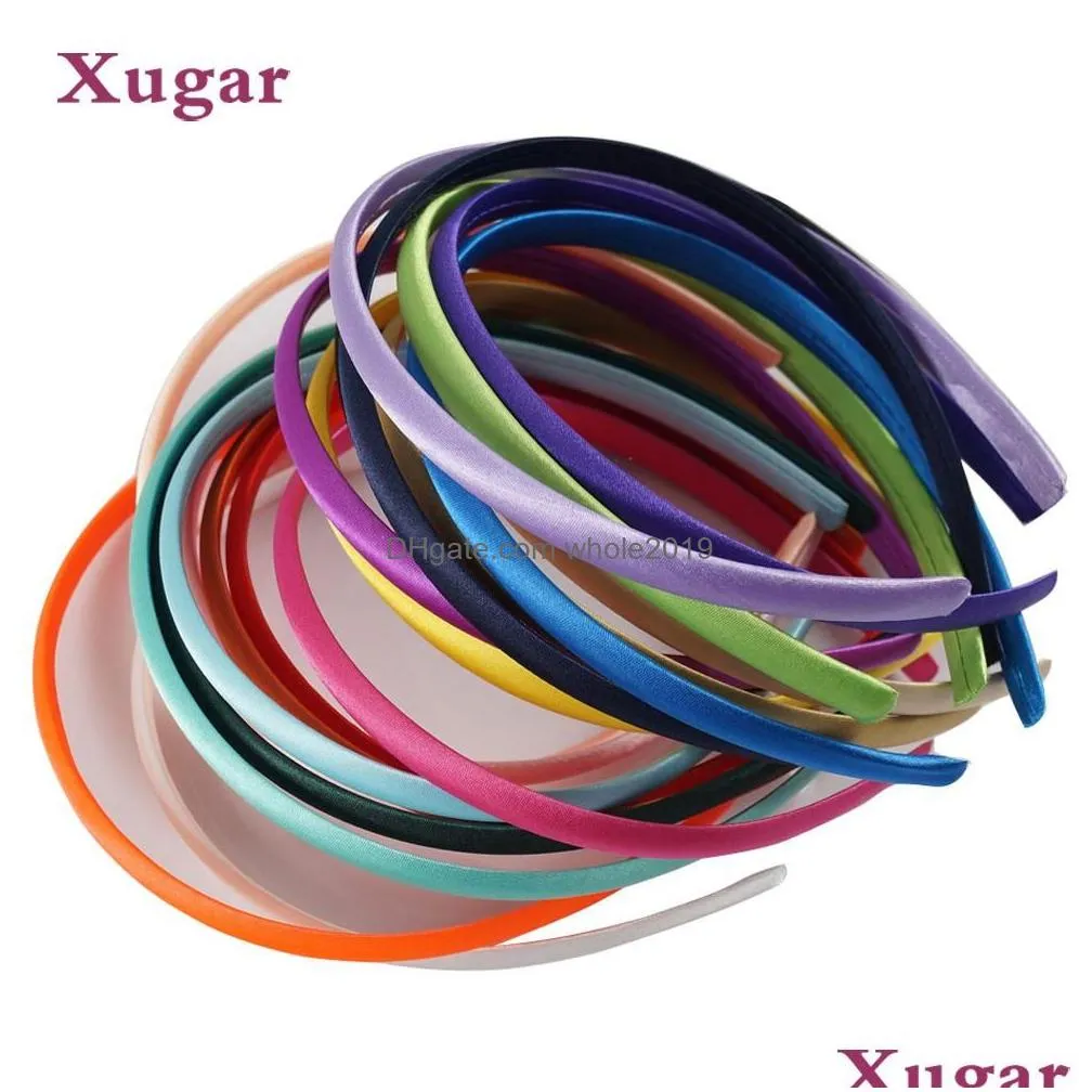 10mm Width Hair Accessories 20pcs /Set Solid Satin Hairband Premium Elastic Girls Hair Hoop Sweet Kids Hair Ornament