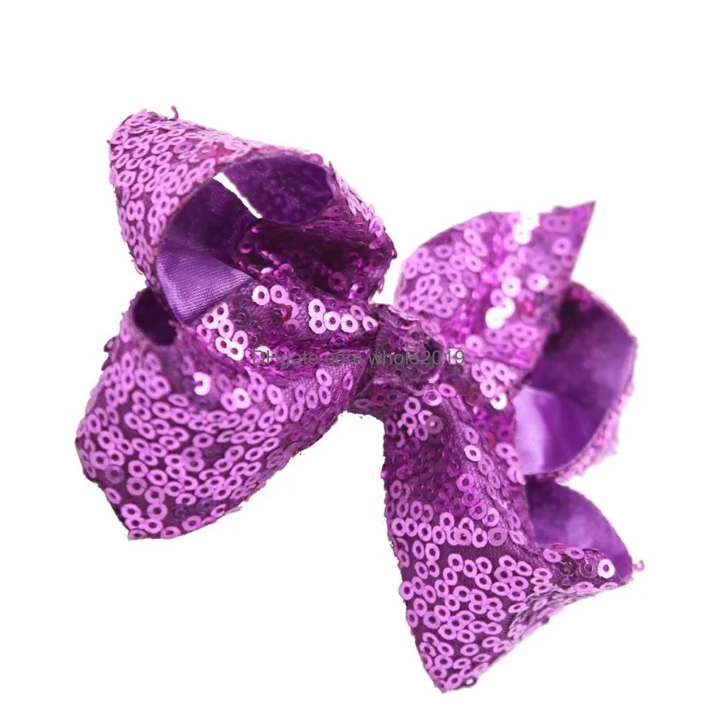 30pieces Bling Sparkly Sequins Alligator Bow Hair Clips Baby Girls Mix Colored Solid Ribbon Hair Bows Clip Accessories 15 Colors