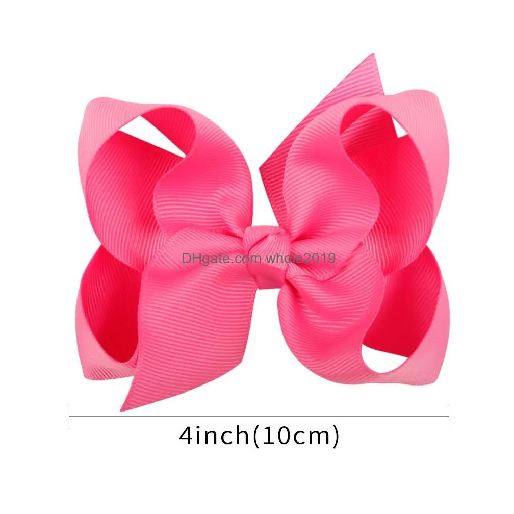 30pcs/lot 4 Inch Solid Hair Bow With Clip Girls Grosgrain Ribbon Hairbows Boutique Handmade Hairpin For Kids Hair Accessories