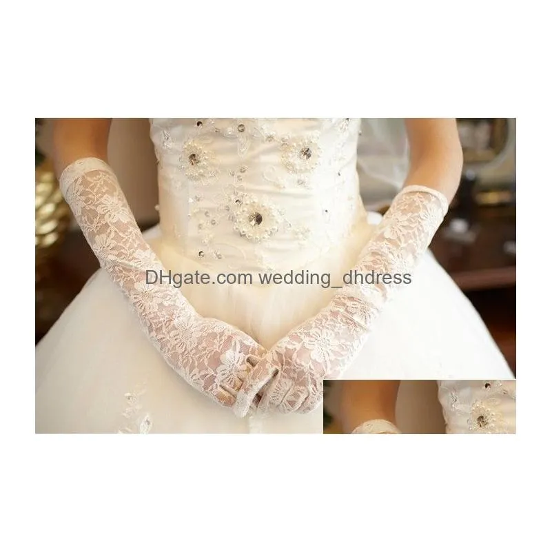  2018 arrival wedding gloves long with lace finger white ivory red elbow bridal gloves wedding accesorries