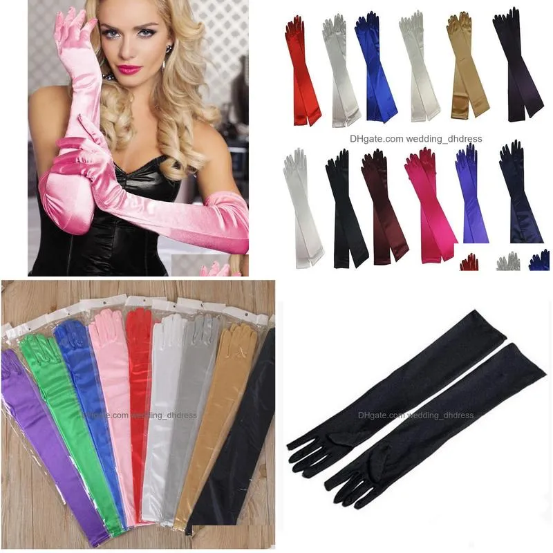 bridal gloves colorful above elbow bridal gloves full finger opera length satin long wedding party gloves