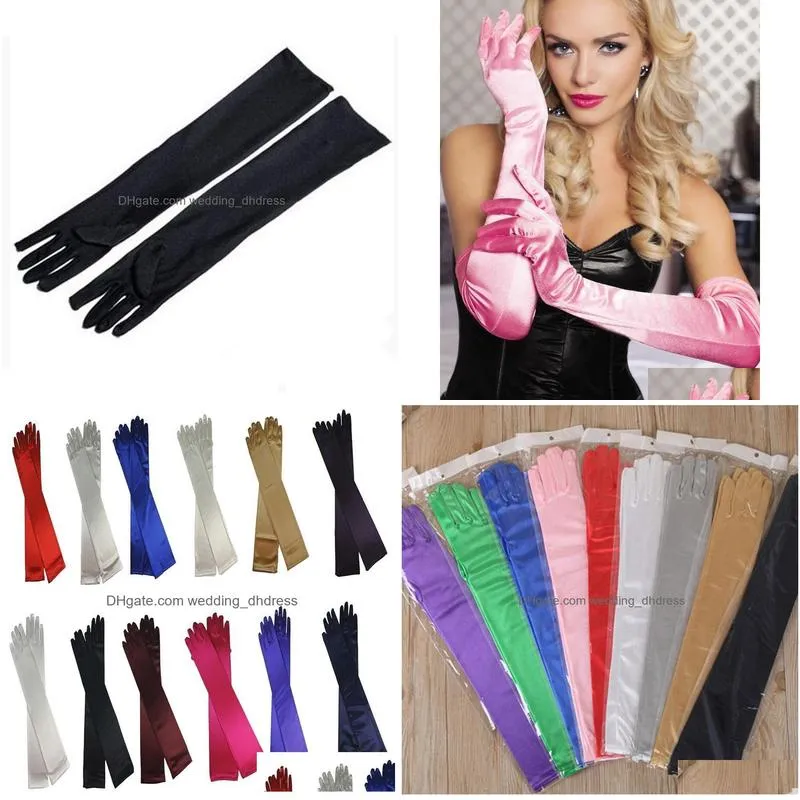 bridal gloves colorful above elbow bridal gloves full finger opera length satin long wedding party gloves