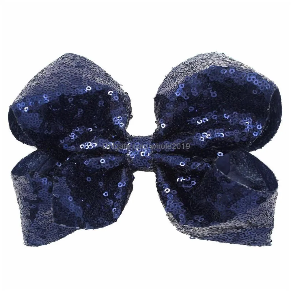 Bling 8 Inch Big Sequins Hair Bows Alligator Clips For Girls Toddlers Teens Senior Women Any Occassion Pack Of 12 Hair Accessories