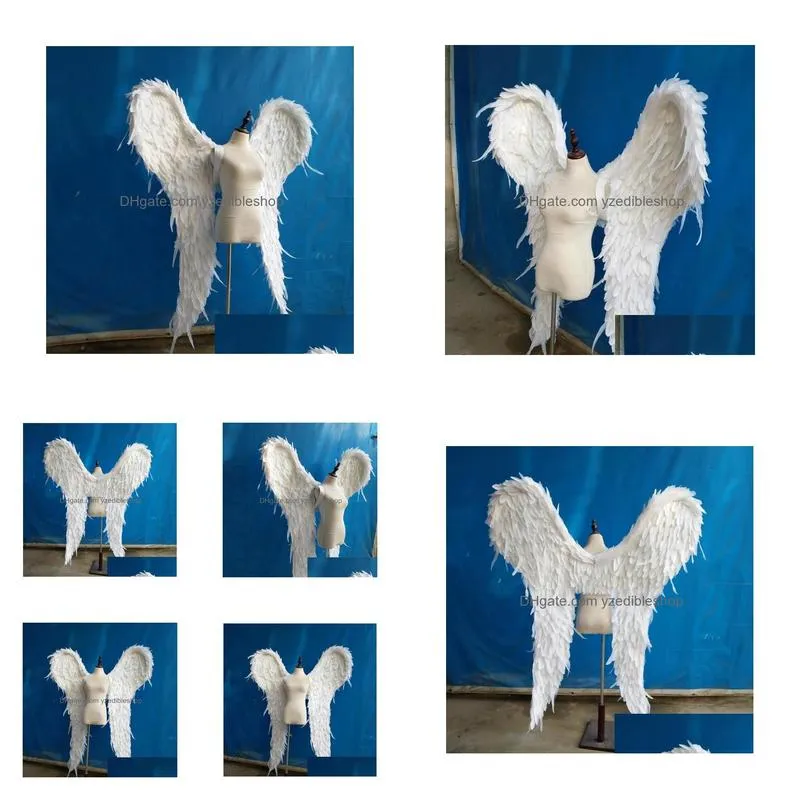 costumed adults unique white angel wings display party wedding grand event diy decorations props variable modeling ems 