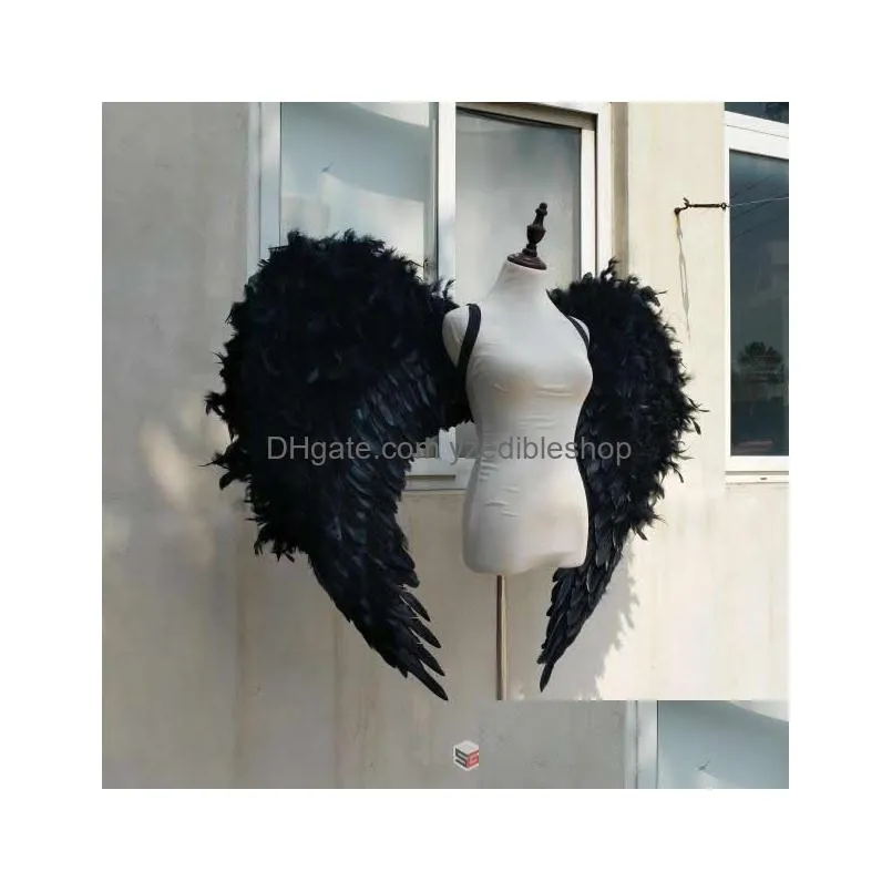 costumed high quality unique black angel wings cosplay party stage show shooting displays props fairy wings ems 