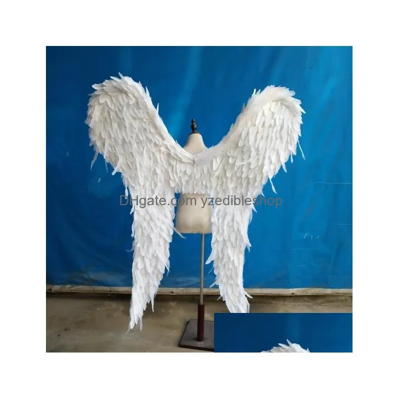 costumed adults unique white angel wings display party wedding grand event diy decorations props variable modeling ems 
