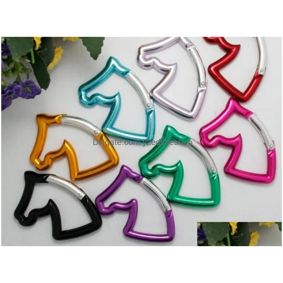 200pcs horse head shaped aluminum alloy locking mounting carabiner snaphook hook holder