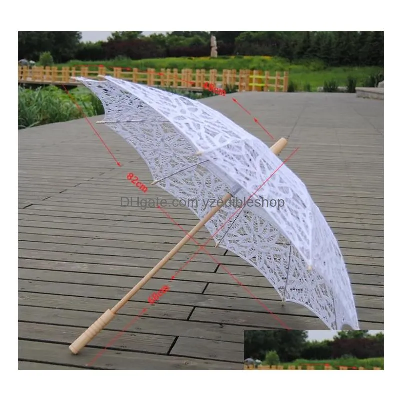  38 vintage cotton lace parasols craft wedding flower embroidery umbrella girl parasol 11 colors