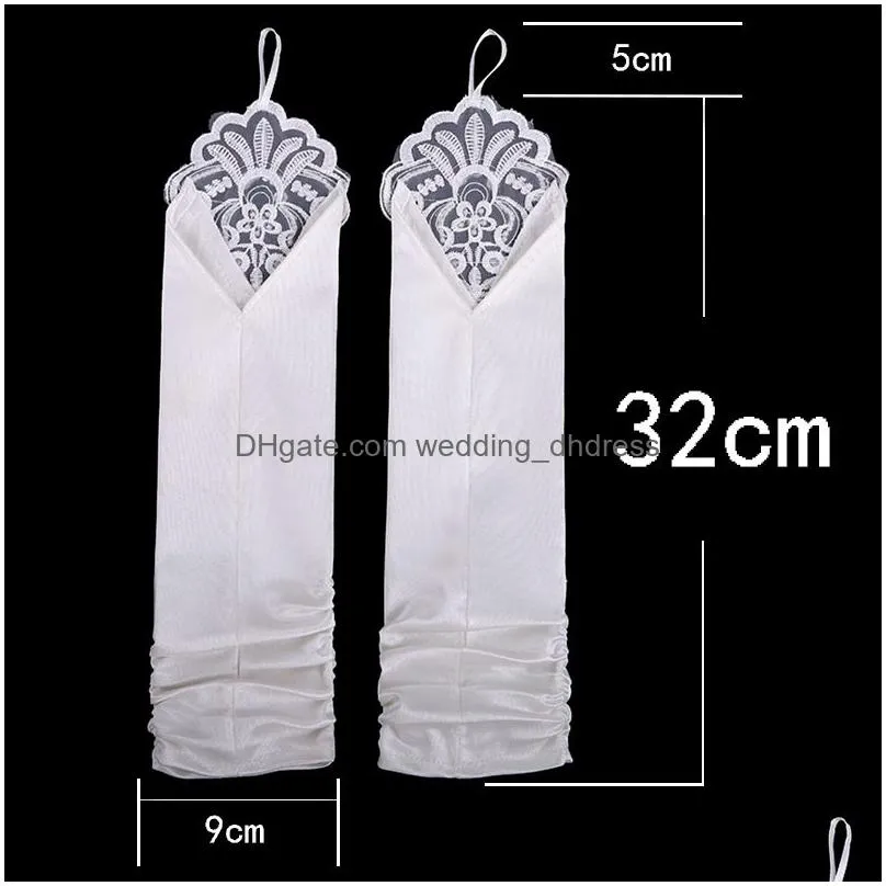 bridal gloves long gloves fingerless embroidery lace glitter sequins solid color length mittens hook finger wedding