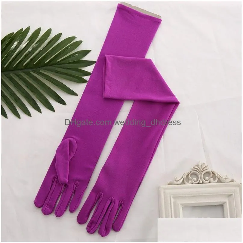 bridal gloves satin pink glove long bridal gloves length women dance party wedding gloves finger guantes