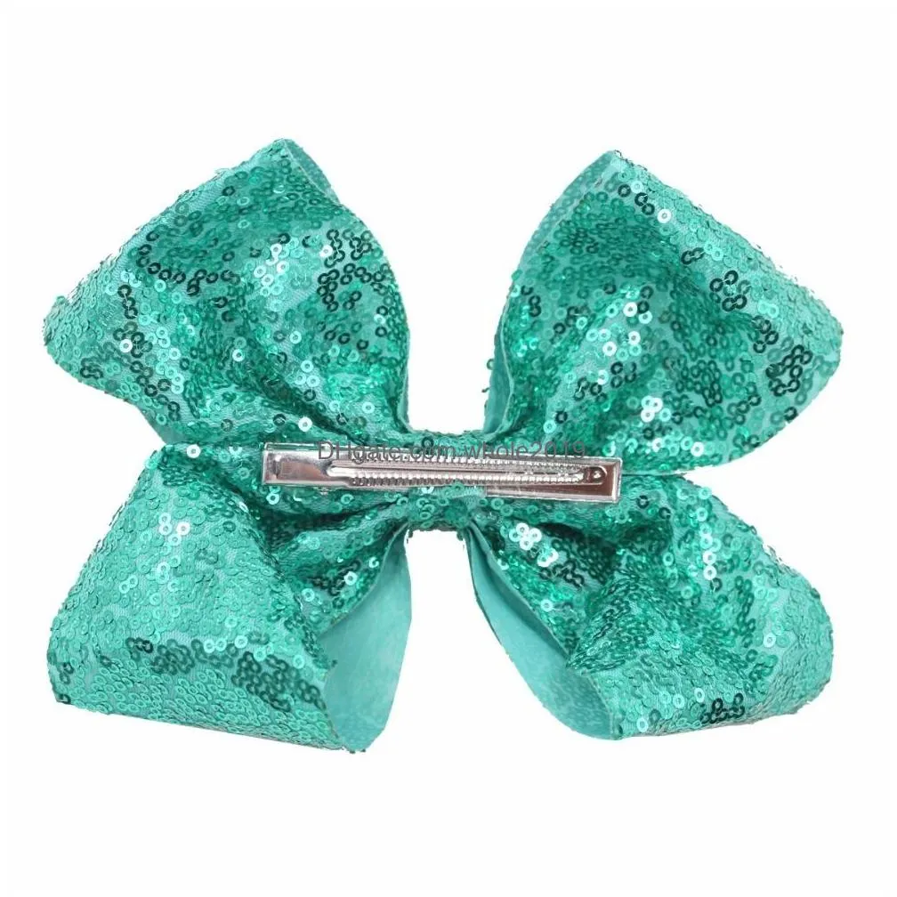 Bling 8 Inch Big Sequins Hair Bows Alligator Clips For Girls Toddlers Teens Senior Women Any Occassion Pack Of 12 Hair Accessories