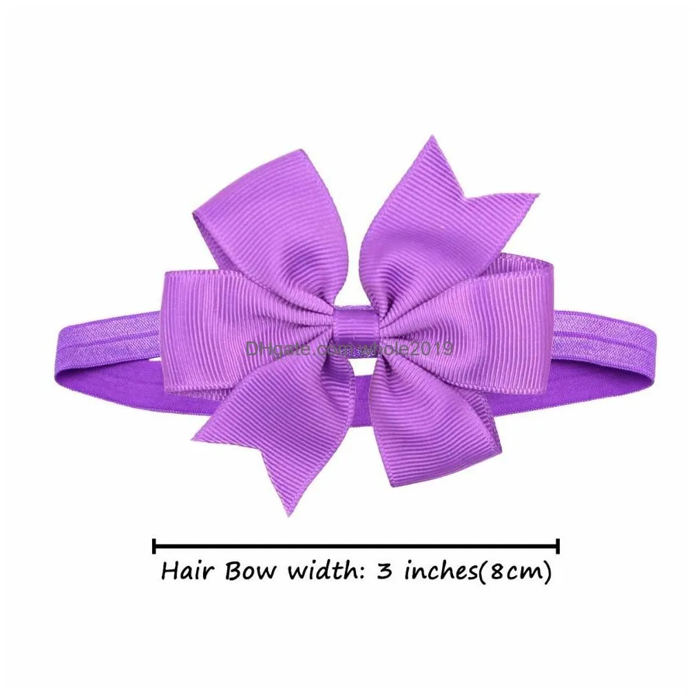 20 Pcs Baby Girls Headbands Grosgrain Ribbon Hair Bows for Infants Newborn Fashion Hair Accessories Solid Color