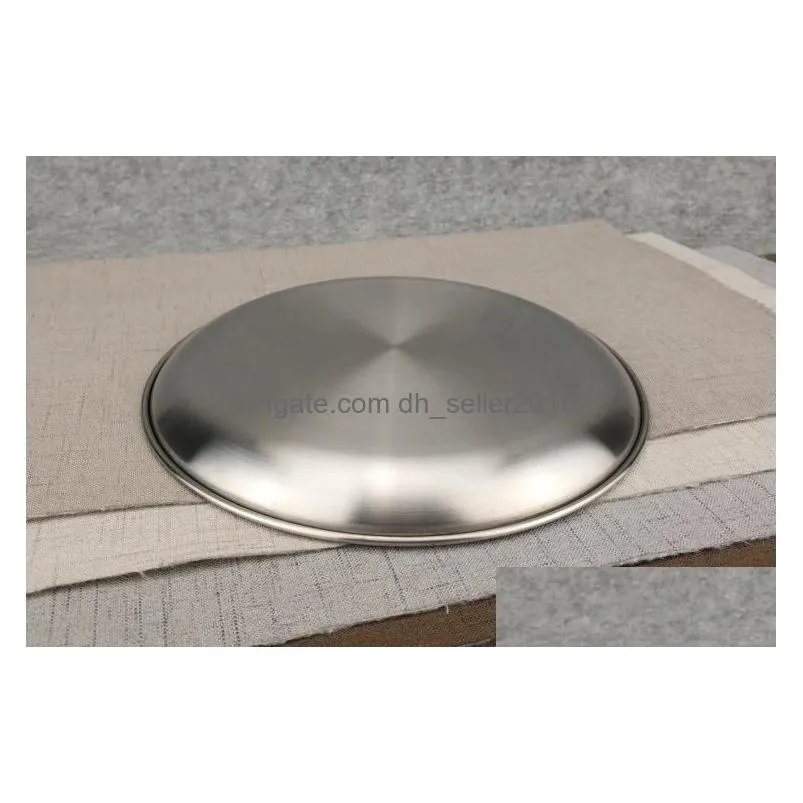 14 17 20 23 26cm Kroean Style Stainless Steel Dinnerware Dinner Dish Flat Plate Tableware Canteen Severing Tray