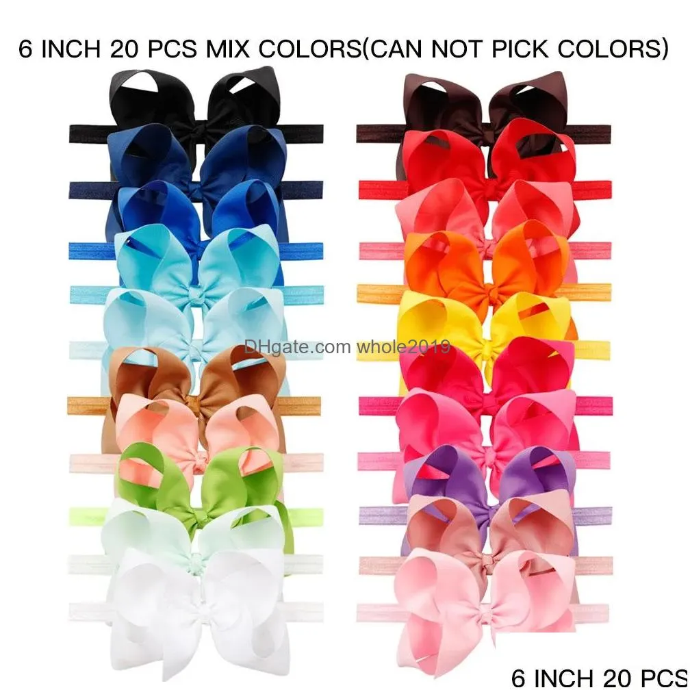 20pcs/Lot Hair Accessories Baby Headbands Diy Ribbon Hair Bow Elastic Hair Bands For Girls Kid Headwear Head Band