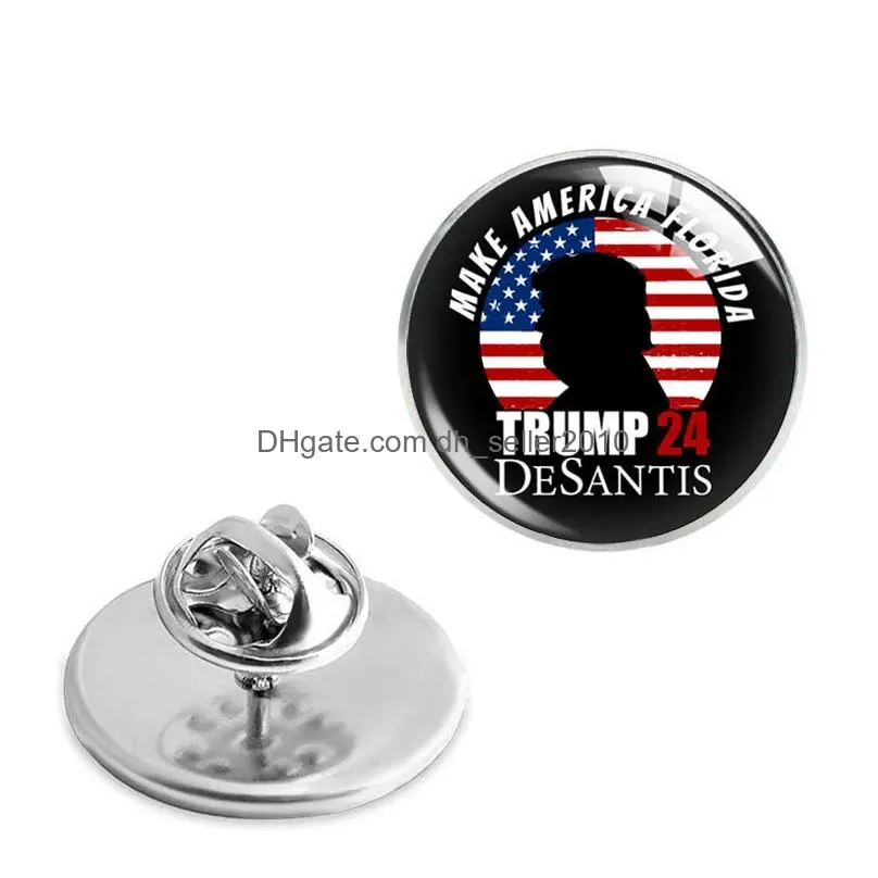 2024 Trump Crystal Glass Clothing Brooches American Election Trump Metal Badge Pins
