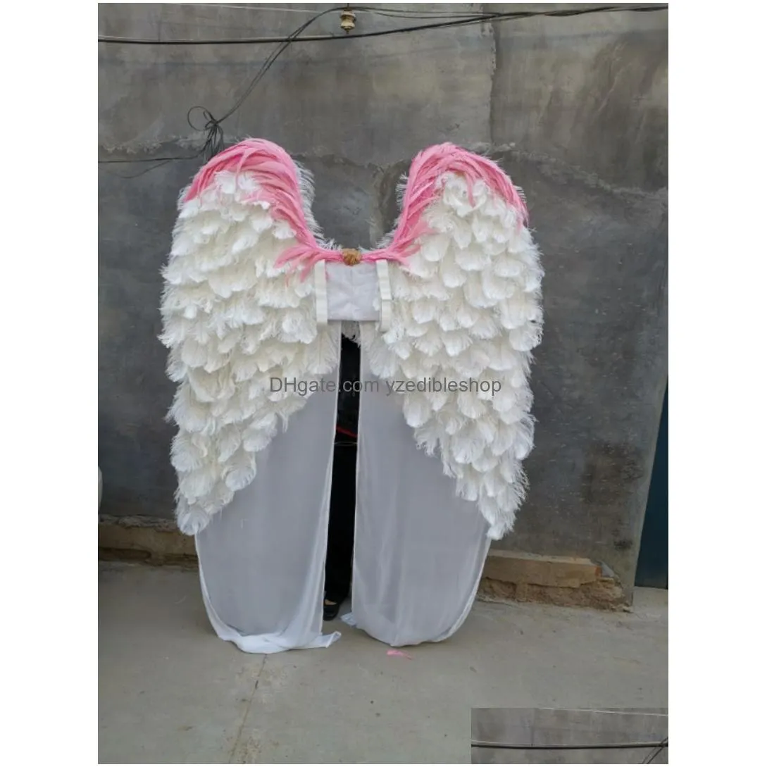 high quaity luxury white ostrich feather angel wings wedding home bar diy decoration props nice shooting props ems 