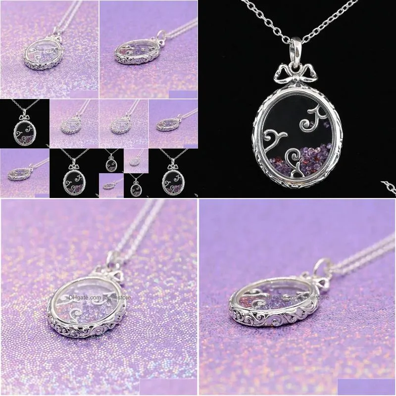 Sets Original Dazzling Regal Pattern With Crystal Lockets Necklace For 925 Sterling Silver Bead Charm Bracelet Europe Diy Jewelry