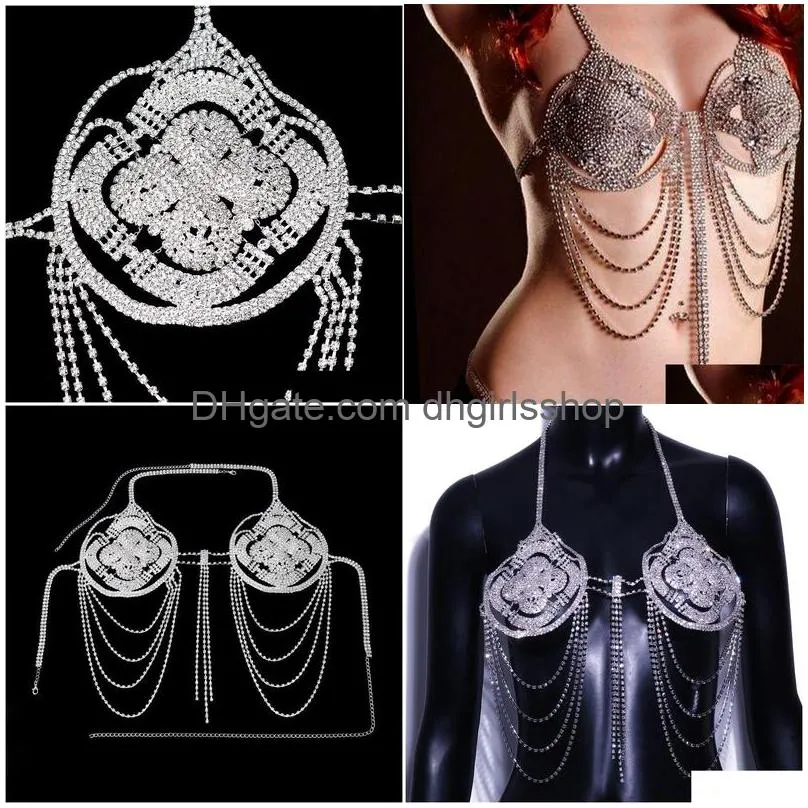 other stonefans flower shape chest bra accessories for women summer sexy tassel crystal body chain bra harness rave jewelry 221008