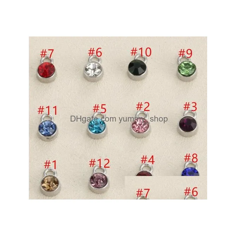 6mm 50pcslot zinc alloy birthstone charms mix colors rhinestone for jewelry making bracelet diy jewelry findings4132254