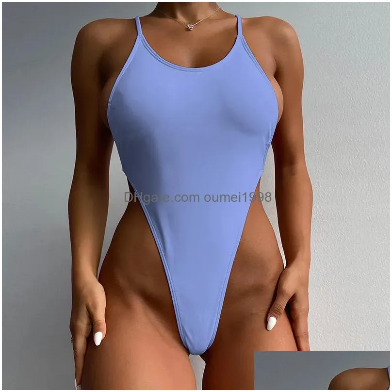 Women`s Swimwear Sexy Thong One Piece Swimsuit Women Backless Bodysuit Female Bandeau Maio Beachwear Wear Solid Monokini 2023 Bath