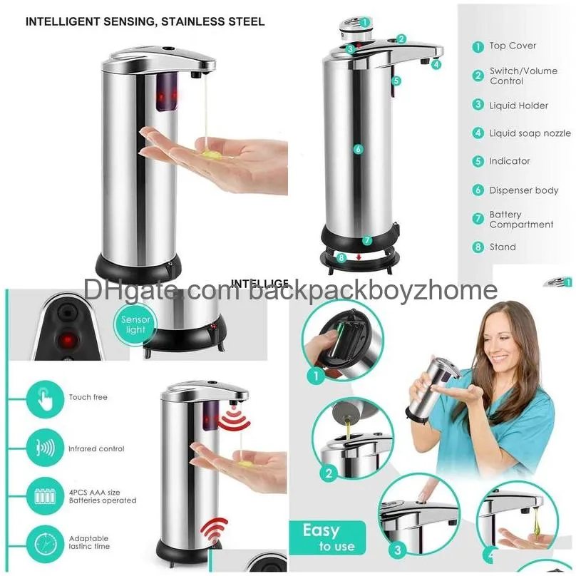 liquid soap dispenser liquid soap dispensers stainless steel automatic liquid dispenser smart sensor 250ml hand wash dispenser home kitchen bathroom