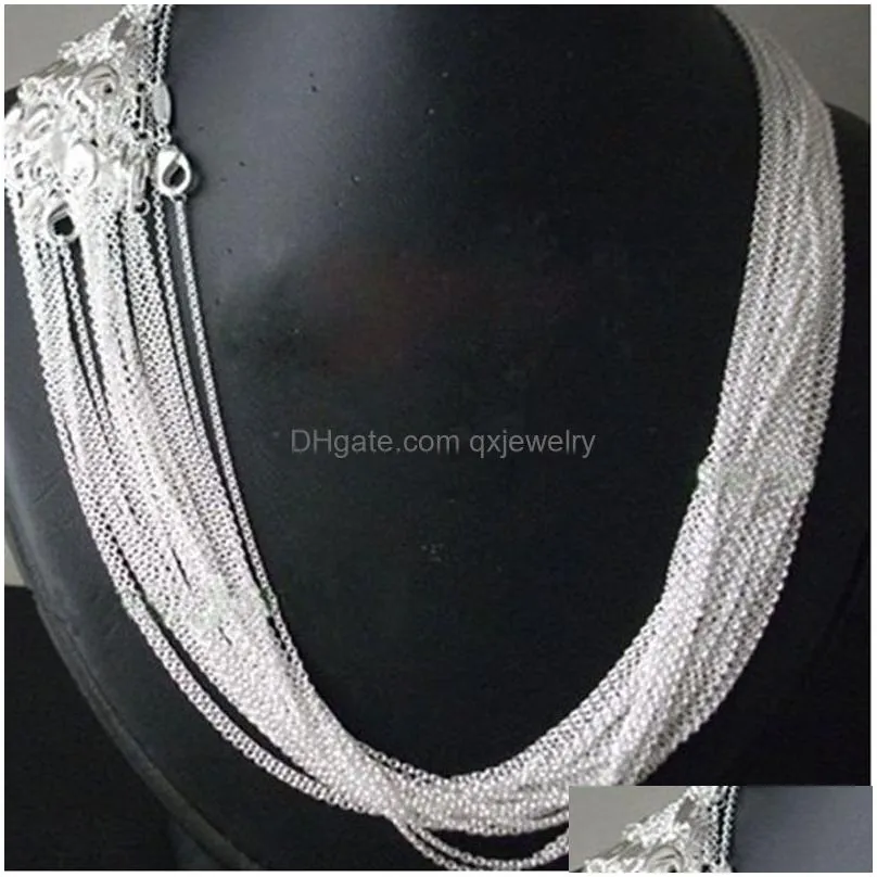 100PCS 925 Sterling Silver 1MM Rolo Chain Necklace For Women Men Jewelry 40cm 45cm 50cm 55cm 60cm long Chain Fit Pendant 5 Sizes