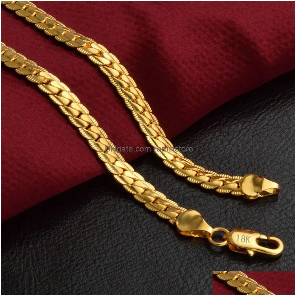 Hainon wholale color 18k gold necklace 5mm 20inch for men factory oem stamped 18kgf chain brass stock253l5089591