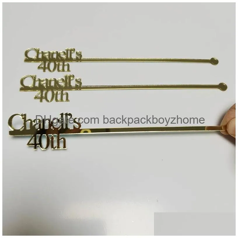 other event party supplies 50pcs personalized name swizzle sticks acrylic table place cards custom cocktail drink stirrer wedding baby shower party decor