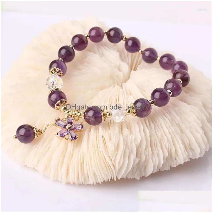 charm bracelets korean style bracelet for women elastic amethyst lover girlfriend gift peanut metal pendant girl