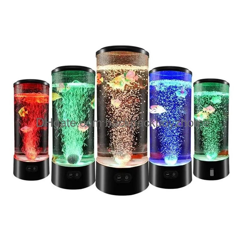 led aquarium desk lamp with color changing mood light night lights for home office living room decor gifts men women