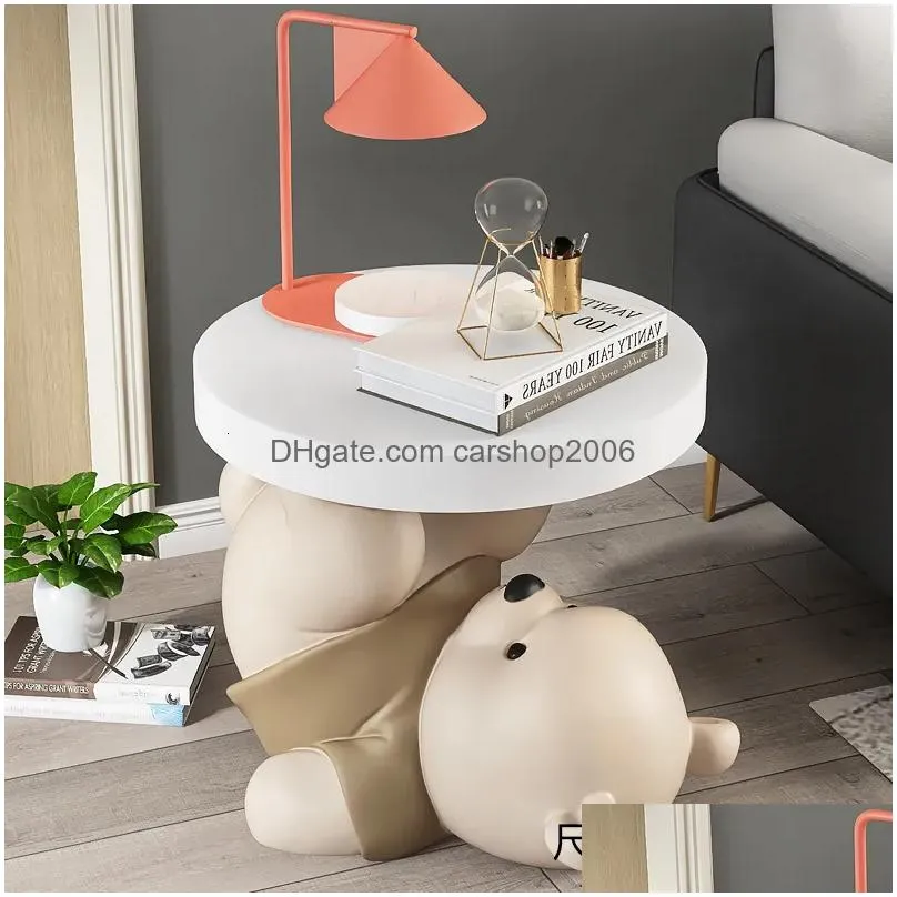 unique nordic bear statue side table for living room decor - multifunctional coffee sofa corner bedside cupboard with vigorous design