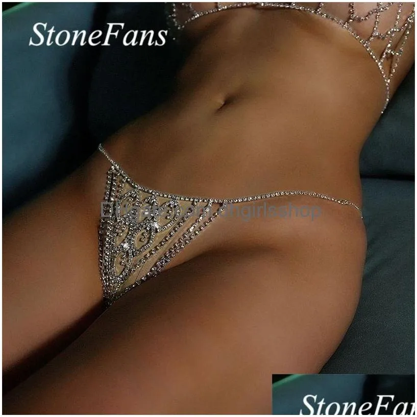 other stonefans leaf shape waist body chain thong jewelry for women sexy crystal underwear panties thong fashion jewellery 221008