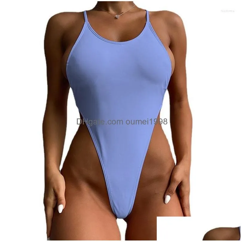 Women`s Swimwear Sexy Thong One Piece Swimsuit Women Backless Bodysuit Female Bandeau Maio Beachwear Wear Solid Monokini 2023 Bath