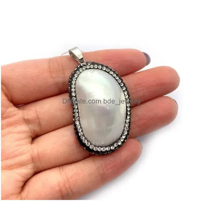 charms natural shell pendant resin diamond irregular shape luxury ladies exquisite jewelry necklace handmade accessories