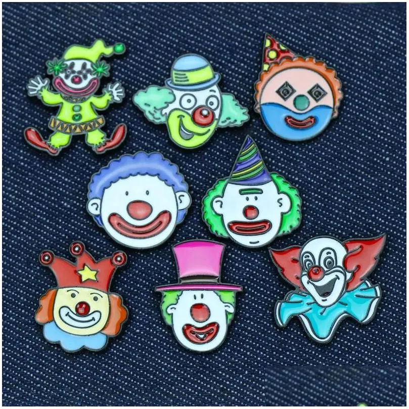 Pins Brooches Cute Clown Cartoon Metal Enamel And For Women Men Lapel Pin Backpack Bags Hat Badge Drop Delivery Jewelry Dhons