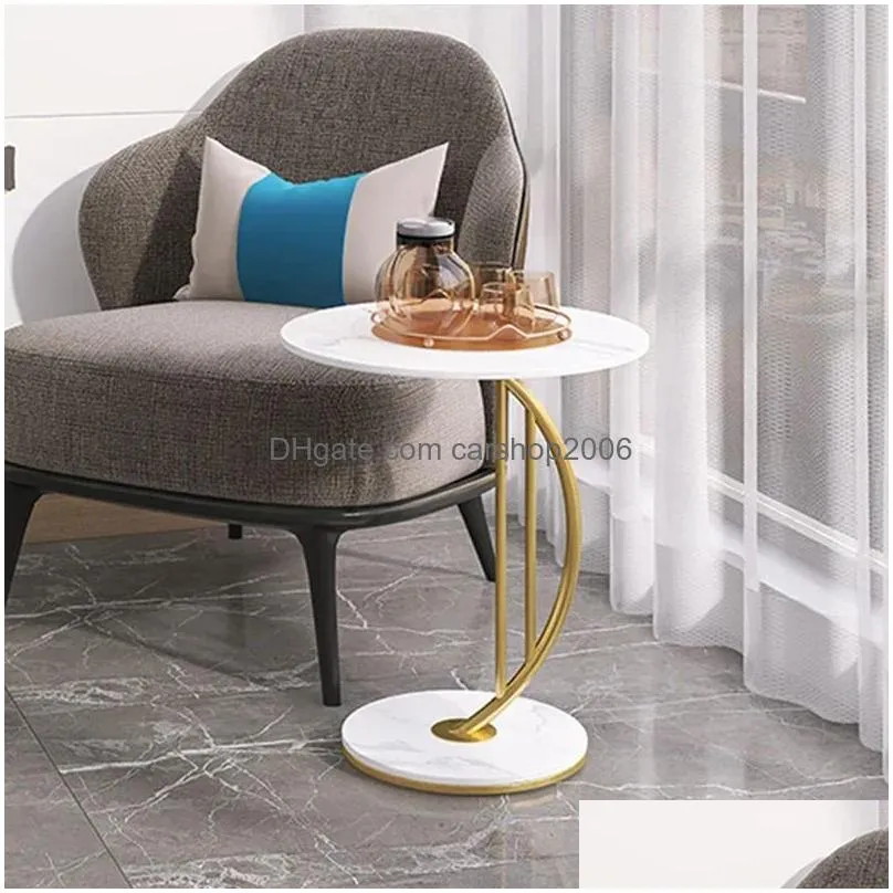 elegant light luxury rock slab small round table for home decor - perfect for tea coffee books and more - stylish corner furniture