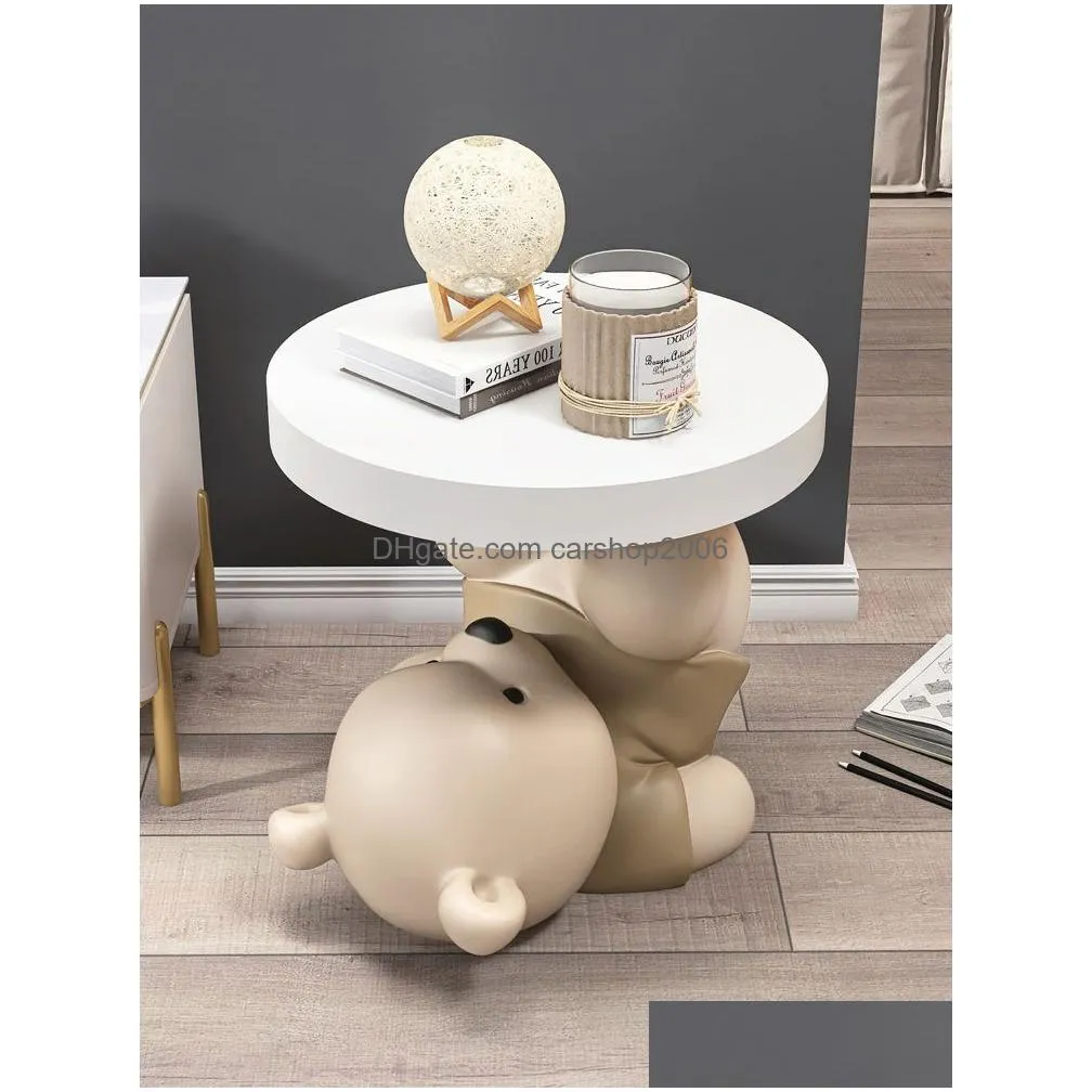 unique nordic bear statue side table for living room decor - multifunctional coffee sofa corner bedside cupboard with vigorous design