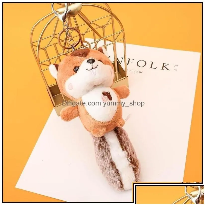 novelty items wholesale creative nut squirrel plush toys big tail doll hine schoolbag pendant car key chain drop delivery home garden